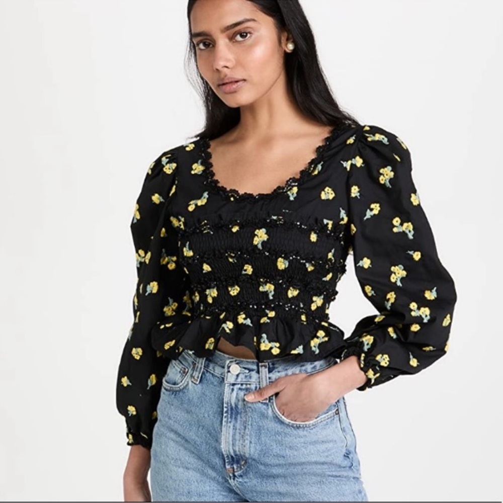 NWT Sister‎ Jane Pasture Embroidered Puff Sleeve Floral Top Size XL
